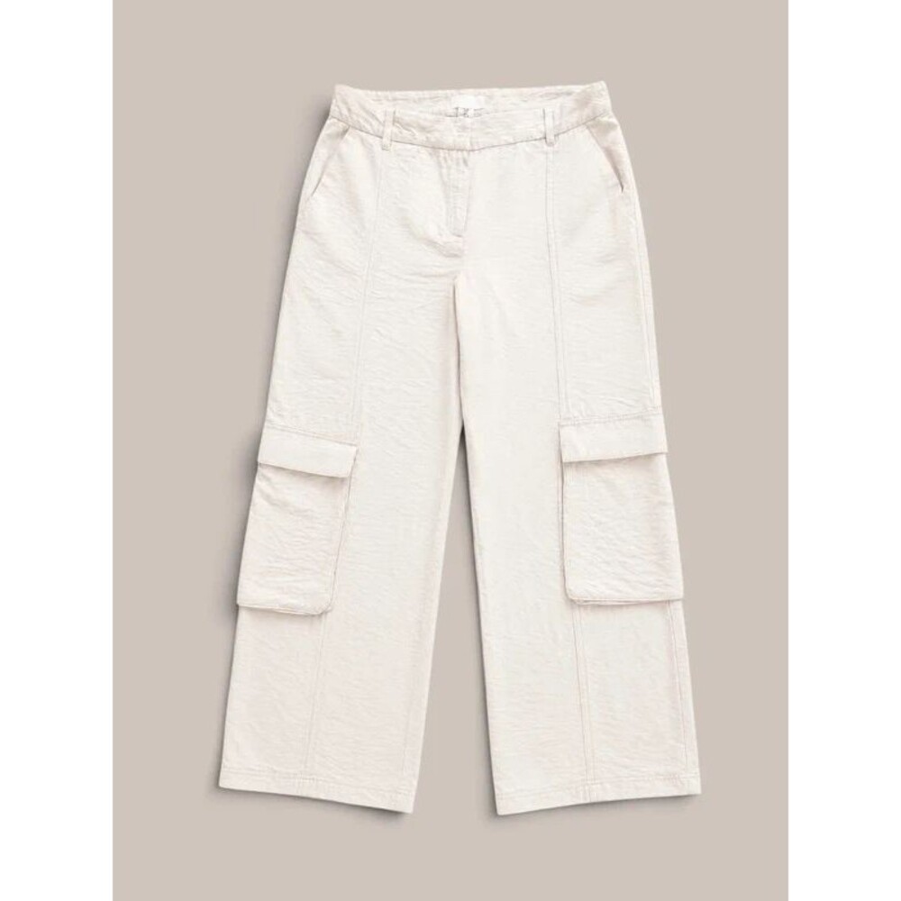 H&M Utility Cargo Trousers Women’s 8 Light Beige Textured Wide Leg Pants